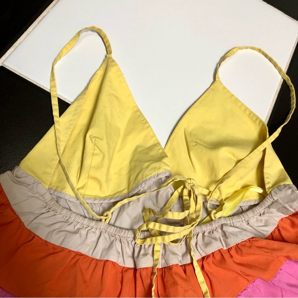 Staud Olympia Colorblock Spaghetti Strap Flowy Tank Top Multi Baby Blue Pink szM - Picture 11 of 14